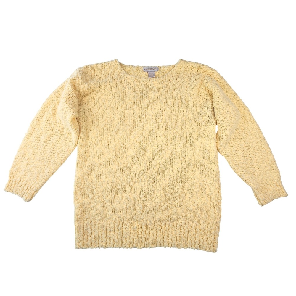 Vintage 80s Chimney Ridge Yellow Popcorn Knit Sweater Womens Large Long Sleeve